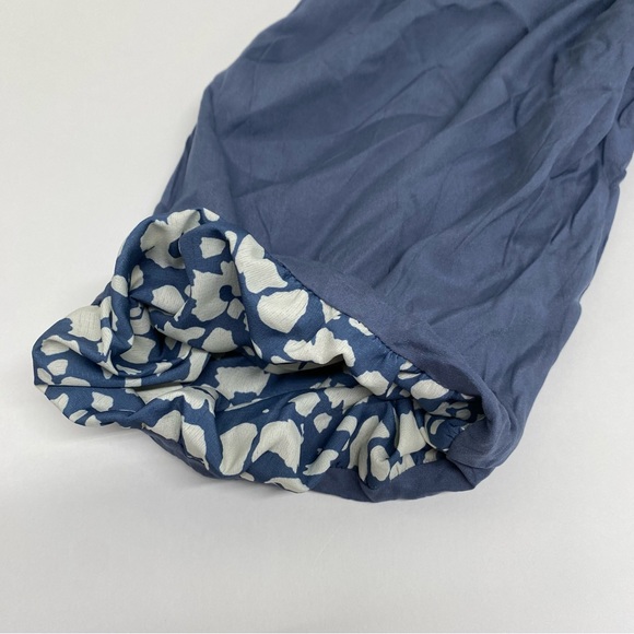 By Together Size S Blue & Cream Top Square Neck Gathered Bust Billowing Sleeves - Picture 2 of 12